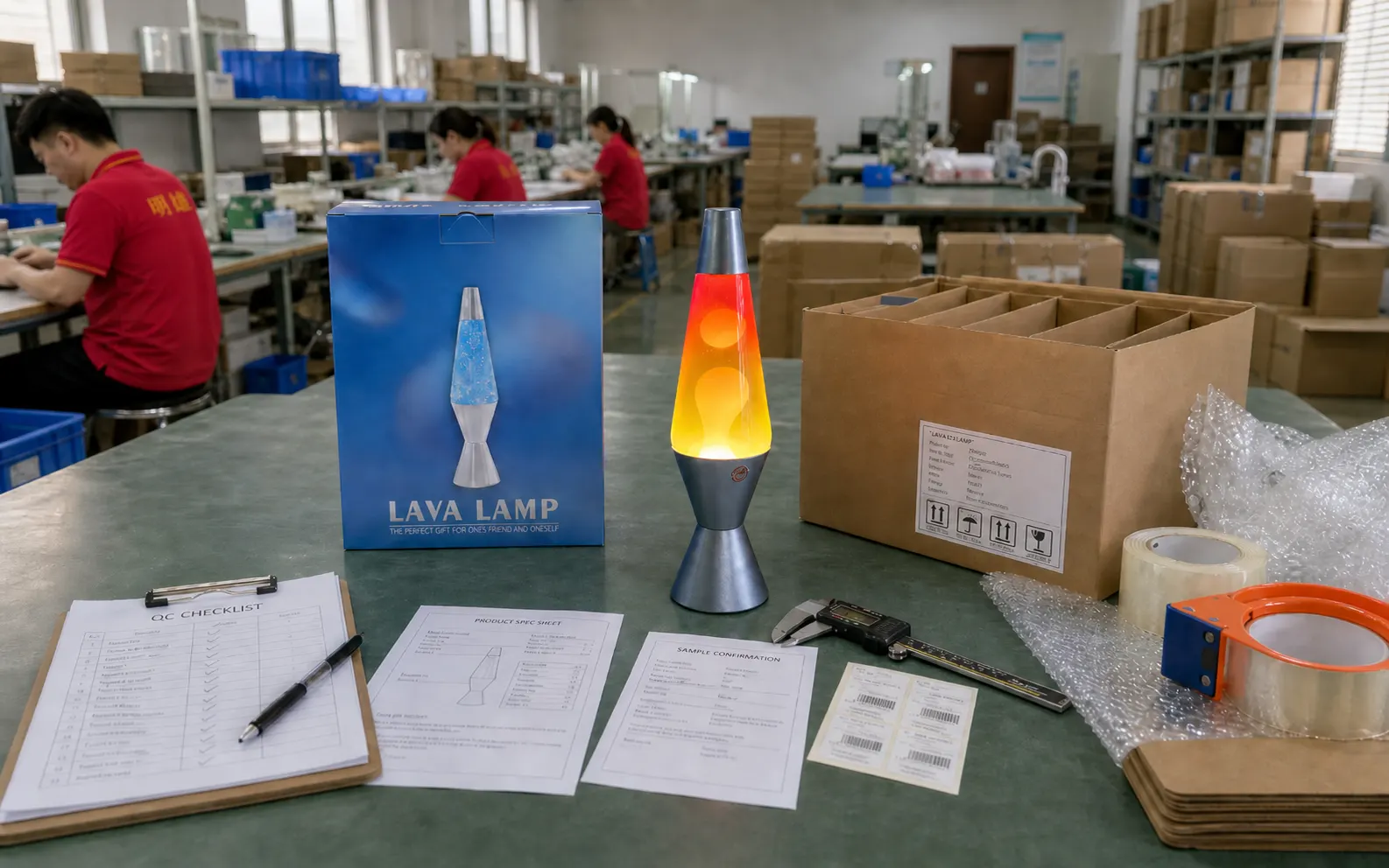 Mingxiong Lighting factory sample QC and packaging workstation